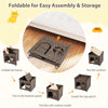 Foldable Wicker Kitten Condo 2-tier Rattan Cat House w/ Elevated Perch