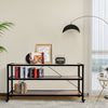4ft Long Console Table Industrial 3 Tier Display Shelf Storage Rack with Wheels