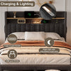 UPHOLSTERED BED FRAME 4FT6 DOUBLE STORAGE BED WITH CHARGING AND LIGHTING GREY