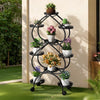 Heavy Duty Metal Plant Stand Double Layer Flower Pot Rails Rack Wheeled Casters