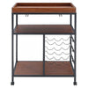 Industrial Drinks Trolley Kitchen Bar Shelves Storage Unit Wine Serving Cart UK