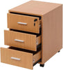 Office Filing Cabinet Pedestal Under Desk Storage Unit 3 Drawers Castors Beech