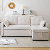 L-Shaped Sofa Bed 3 Seater Couch Pull Out Sectional Couch Bed Corner Sofa Beige