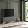 TV Unit I 100cm Cabinet I White Fluted Doors I Gold Metal Base I Modern