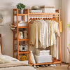Heavy Duty Wooden Clothes Rail Rack Garment Hanging Stand Corner Open Wardrobe