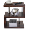 High Gloss Side Coffee Table 2 Tier Bedside End Table With LED Light Living Room