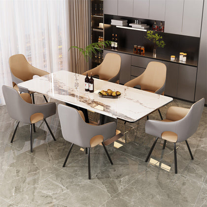 2 x Rotatable Dining Chairs Padded Leather Seat Metal Legs Swivel Kitchen Modern