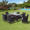 Outdoor Garden Rattan Furniture Cube Dining Set Rectangular Table 6 Chairs Brown