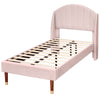 UPHOLSTERED PLATFORM BED 3FT SINGLE BED FRAME WITH HEADBOARD AND WING SIDE PINK