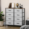 8 Drawer Fabric Chest of Drawers w/ Wooden Top for Hallway Grey