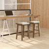 Set of 2 Bar Stools Saddle Seat Stool Counter Height Stools W/ Rubber Wood Legs