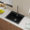 Ultra deep Undermount Quartz Stone Kitchen Sink with Strainer Basin Matt Black
