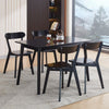 4pcs Black Solid Wood Dining Chairs Practical Kitchen Chairs Curved Backrest