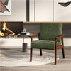Mid-Century Modern Corduroy Upholstered Accent Chair with Solid Wood Legs Green
