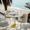 Round Dining Table Marble Modern Tulip Table Slate Tabletop Golden Pedestal Base