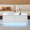 Coffee Table White High Gloss LED with 4 Drawers 16 Colors Adjustable Modern