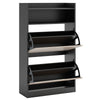 Freestanding Wooden Shoe Rack with Open Storage-Black