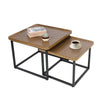 2x Wooden Nesting Coffee Table Stacking Side Table Anti-drop Raised Rim Tabletop