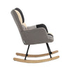 Ergonomic High Back Rocking Chair Linen Patchwork Rocker Armchair Recliner Seat
