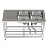 Commercial Catering Kitchen Table Sink Stainless Steel Double Bowl Drainer Unit