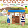 Kids Gas Station Playhouse Outdoor Pretend Playset with Gas Refueling Guns