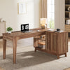 57-Inch L-Shaped Desk with Storage Cabinet, Wooden Home Office Computer Desk