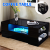 LED Coffee Table Wooden 2 Drawer Storage High Gloss Modern Living Room Furniture