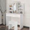 Dressing Table with LED Mirror Modern Makeup Desk Vanity Table Set + Stool White