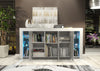 Cabinet Cupboard 164cm I Sideboard TV Unit I High Gloss Grey Doors I Free LED