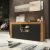 Modern 145cm TV Unit | Oak Matt Body & Black Matt Doors | Cabinet & TV Stand