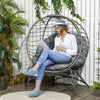 Rattan Egg Chair Wicker Basket Chair with Cushion Bottle Holder Bag
