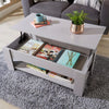 Grey Wooden Coffee Table With Lift Up Top Storage Area and Magazine Shelf