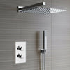 Modern Shower Mixer Square Bathroom Concealed Twin Head Valve Set