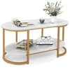 Modern Faux Marble Coffee Table 2-Tier Rectangular Chic Cocktail Accent Table