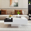 Coffee Table With LED Lights Modern Marble Effects Living Room Furniture White