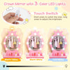 Kids Vanity Set Makeup Dressing Table Set w/Adjustable Brightness-Pink