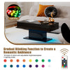 Coffee Table Black High Gloss Tea Table with LED RGB Lights 2 Hidden Storage