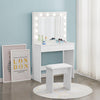 White Dressing Table Set with Mirror LED Light Makeup Table Bedroom Vanity Table