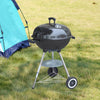 57cm Charcoal Grill BBQ with Thermometer, Stand Wheels& Cooker with Porcelain