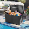 Rattan Texture Storage Container with Wheels & Lockable Lid Grey