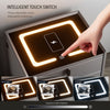 LED Bedside Table 2 Drawers Cabinet Charging Station Nightstand Storage Grey