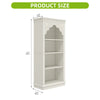 4-Tier Upright Bookcase - Carved Design, White, 140cm, for Living Room/Office