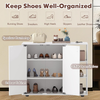 Shoe Cabinet Wooden White Storage Cupboard Double Doors Adjustable Shelves Hall