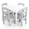 Children Wooden Table and 4 Chairs Set Activity Desk Set Grey