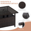 Rattan Wicker Umbrella Square Side Table Garden Coffee Table w/Umbrella Hole