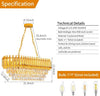 Modern Crystal Chandeliers 3-Tier K9 Oval Crystal Chandeliers Light Fixture Rect
