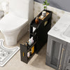 Small Bathroom Storage Cabinet with Toilet Brush Holder-Black