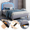 Upholstered Bed Frame Grey Velvet 3ft Single Bed with Wood Slats & LED Headboard
