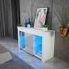 Modern White Sideboard Cabinet High Gloss Wooden Cupboard LED Glass Shelves