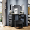 Dressing Table Makeup Desk with LED Light Mirror Drawer Stool Bedroom Vanity Set